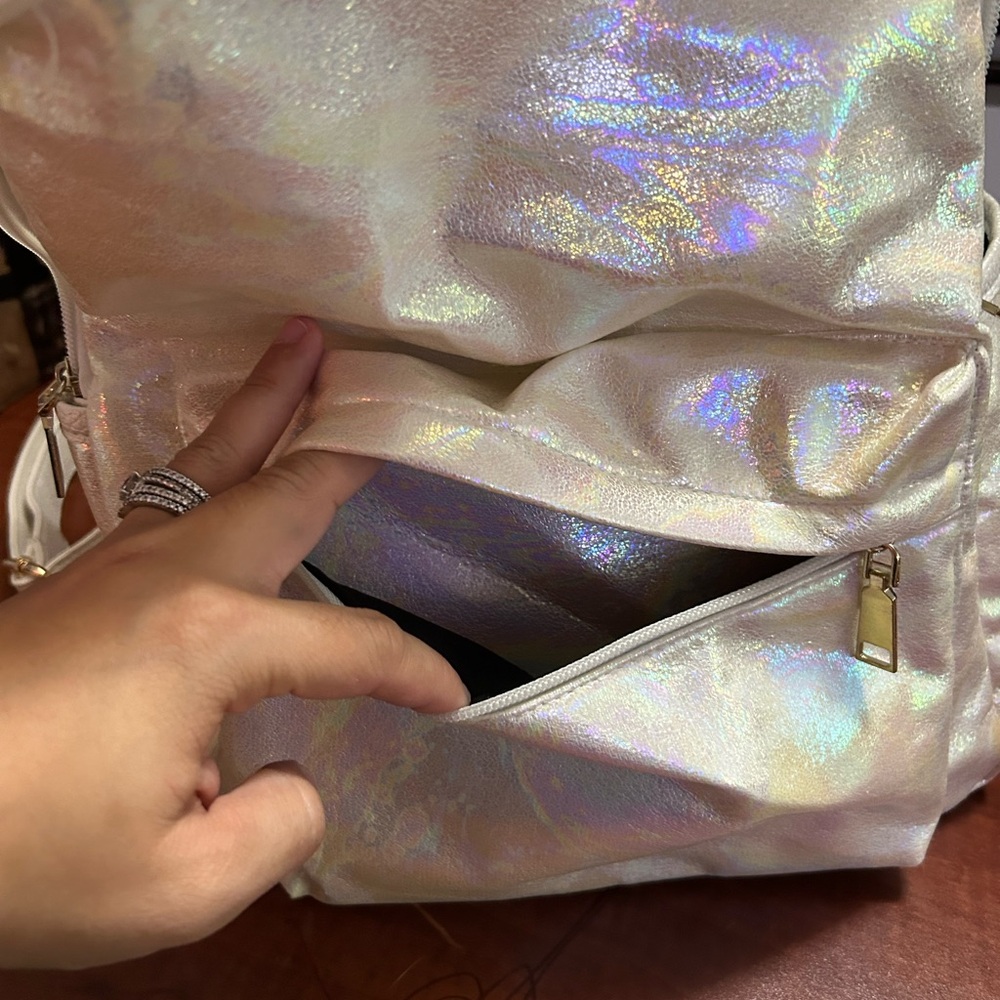 Shimmer white backpack